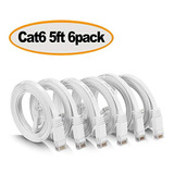 Cable Ethernet Plano Cat 6, Blanco, Cable De Red Largo Y Del