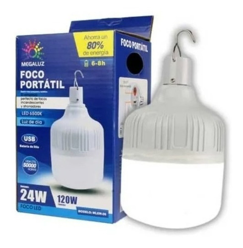 Foco Portatil Recargable Led 24w Usb 8-6hrs Megaluz