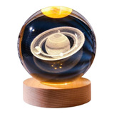 Luminária De Mesa Bola De Cristal Sistema Solar Galáxia Cor Da Cúpula Saturno Cor Da Estrutura Madeira Pinus