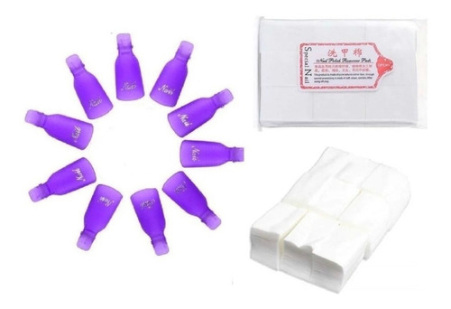 Set Pinzas + Papel Sin Pelusa Removedor Esmalte Perm Uv Gel