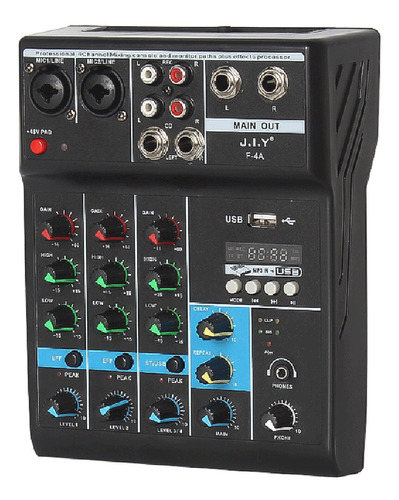 Consola Mezcladora Profesional De 4 Canales Mini Usb Mixer