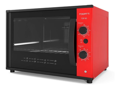 Forno Elétrico De Bancada 110v Fogatti 60 Litros Red Top60