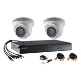 Camara Seguridad Kit Hikvision Dvr 16ch + 2 Dom 1mp + Cable Color Blanco