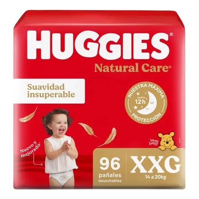Pañales Huggies Natural Care Pack Mensual Xxg X 96 Un | Envío gratis