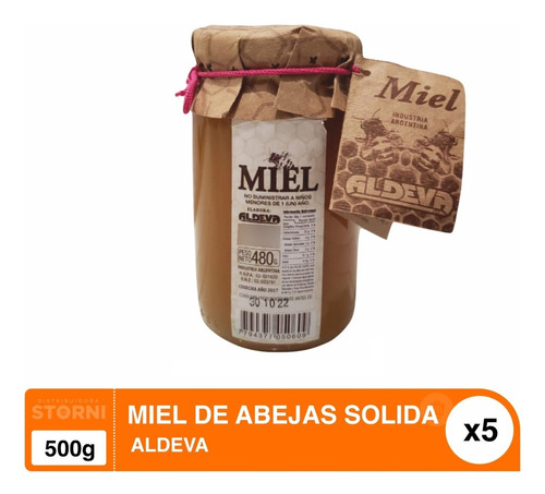 Miel Solida Vidrio C/ Capelina Aldeva 5x480g Mayorista