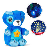 Urso Pelúcia Azul De Luzes Com Projetor Criança Divertido
