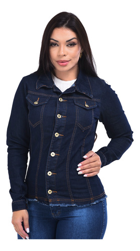 Jaqueta Jeans Feminina Com Lycra