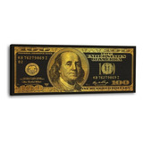 Cuadro Canvas Metalizado Dorado Billete 100 Dollar Bill Gold Color Dorado Con Negro Armazón Bastidor
