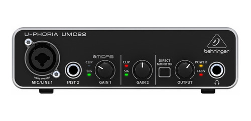 Interface De Áudio Behringer U-phoria Umc22