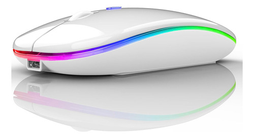Mouse Peibo Bluetooth Usb , C/ Luz Led , Blanco Completo