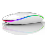 Mouse Peibo Bluetooth Usb , C/ Luz Led , Blanco Completo