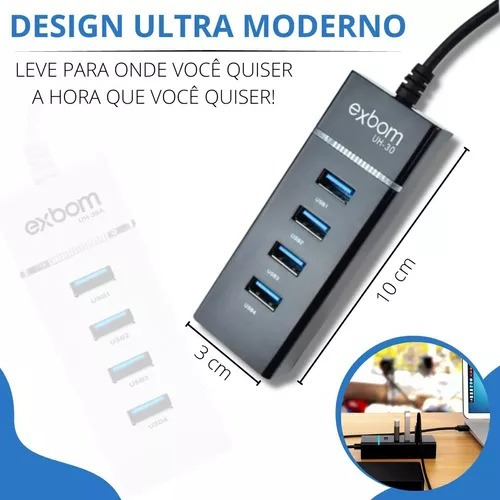 Hub Usb 3.0 Extensor 4 Entrada Hd Pen Drive Promoção Barato