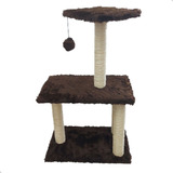 Arranhador Para Gatos 3 Bases Com Bolinha Ld Pet Cor Marrom