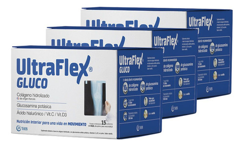 Pack 3 Ultraflex Gluco Colágeno Hidrolizado Glucosamina