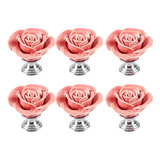 Tirador De Puerta Con Mango De Cerámica Rose Knobs Decor, 6