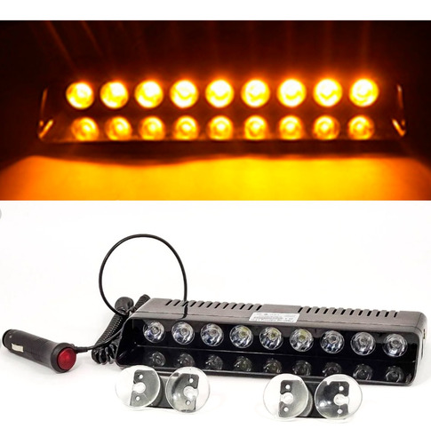 Kit  Giroflex Led Pisca Strobo 16 Funções Carro 9 Leds   