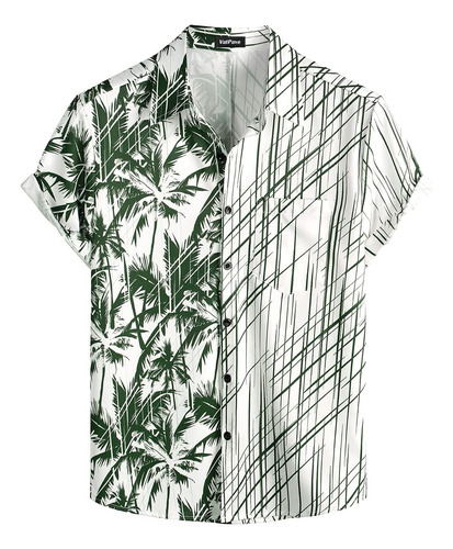 Camisa Hawaiana Ajustada Con Solapa Para Hombre