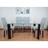 Juego Comedor Vidrio 1,50 + 4 Sillas Vestidas Antidesgarro