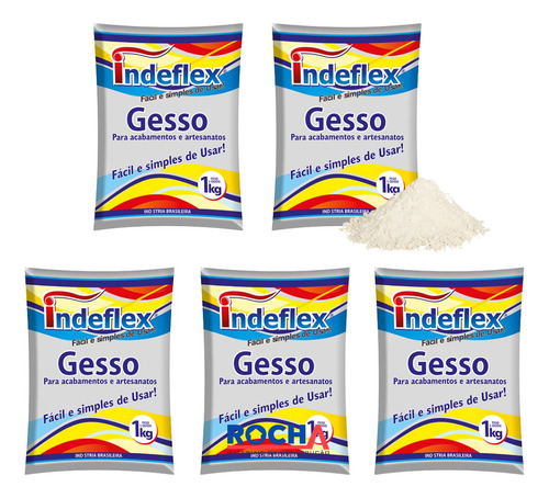 5 Saco De Gesso Em Pó 1kg -seca Rápido Artesanato E Reparos 