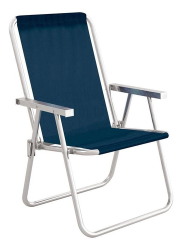 Cadeira De Praia Alta Conforto Alumínio Cores Mor 120 Kg Cor Azul