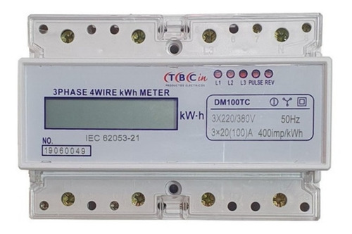 Medidor De Energia Consumo Trifasico 380vca Riel Din Tbcin