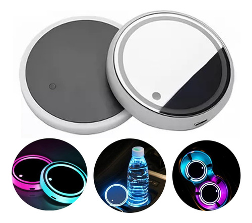 2pk Portavasos Con Luz Led Multicolor De Carga Usb