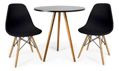 Mesa Eames Mdf Redonda 70cm Com 2 Cadeiras Estilo Vintage