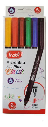 Microfibras Trabi Fine Plus Classic 0.3 Mm Tinta Al Agua X 6