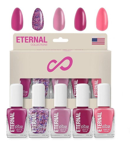 Set De 5 Esmalte Para Uñas Eternal Usa Colección Pinkfetti