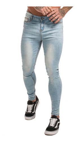 Calça Masculina Jeans Skinny Premium Destroyed Slim Lycra