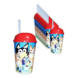 Vaso Pitillo Sorpresa Bluey X 12 Fiesta Infantil Obsequio 