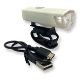 Luz Delantera Led Para Bicicleta Recargable Usb Con Soporte Color Blanco