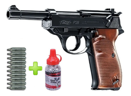 Pistola Aire Comprimido Walther P38 Blowback Metalica + Kit.