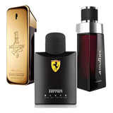 Kit 3 Perfumes Masculino Intenso Tradicional One Million, Ferrari Black E Malbec 100ml