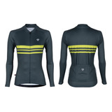 Jersey Ciclismo Gw M/l Mujer 2 And 1 Gris/amarillo Neon