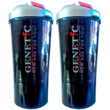 2 Vasos Shaker Batidores Smart Polvera Genetic Black 600 Ml 