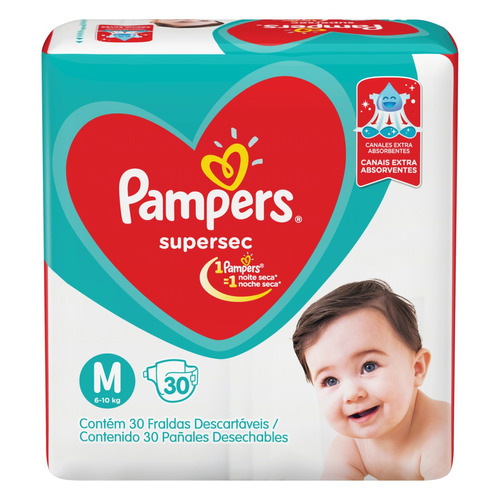 Fraldas Descartáveis Supersec Com 30 Unidades Tamanho M Pampers