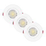 Kit 3 Spot Led 7w Redondo Embutir Direcionável Cor Branco/neutro 110v/220v