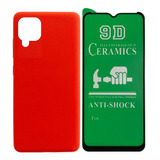 Estuche Silicone Case + Vidrio Cerámica Para Samsung M12