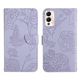 Capa De Couro Ht03 Butterfly Para Infinix Hot 12 Play