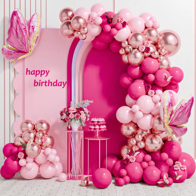 Kit de arco con guirnalda de globos rosa mariposa para niña, 15.º, 1.º, 2.º y 3.º cumpleaños, decoración para bodas, baby showers, aniversarios, artículos para fiestas, decoración con globos. | MercadoLibre