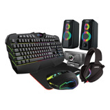 Combo Setup Teclado Mouse Auricular Pad Parlantes Webcam