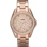 Reloj Fossil Riley Es2811 Rosa Para Mujer Nuevo Original