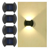 Kit 4 Lámparas Pared Led Solares Delgadas Para Jardín