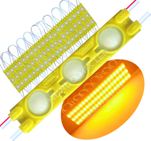 60pçs Módulo De Led 12v 5730 3-led Ip65 1,7w Amarelo Âmbar