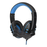 Auriculares Para Juegos Negros Y Azules Con Subwoofer Y Micr