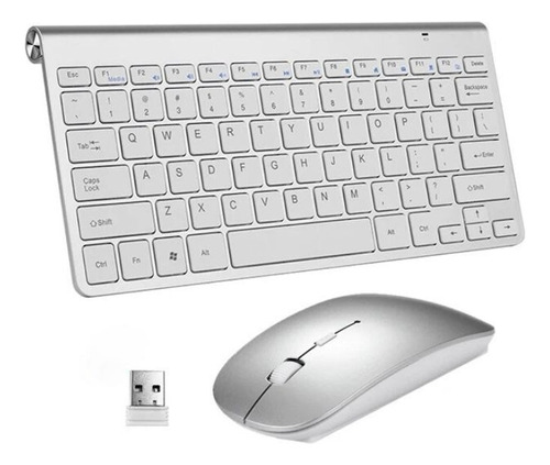 Teclado E Mouse Kit Sem Fio Ultrafino Adaptador Usb Wireless