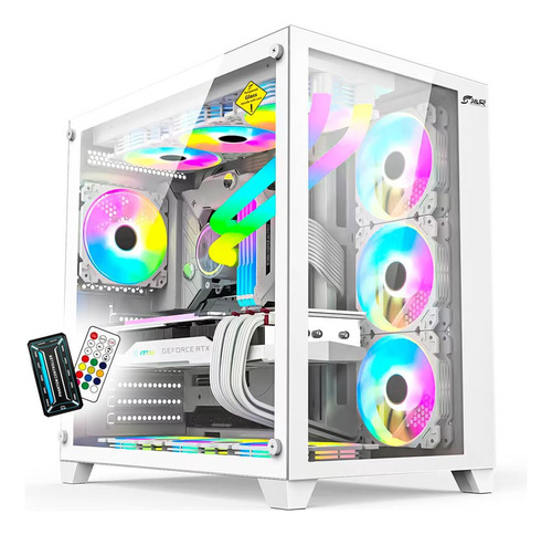 Chasis Gamer Jyr Aurora Jx119 Blanco / 6 Coolers Argb