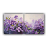 40x20cm Cuadro Flores Violetas En Tela Canvas - Decocuadros