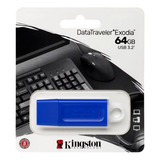 Pen Drive 64gb Kingston Datatraveler Exodia Usb 3.2 - Azul